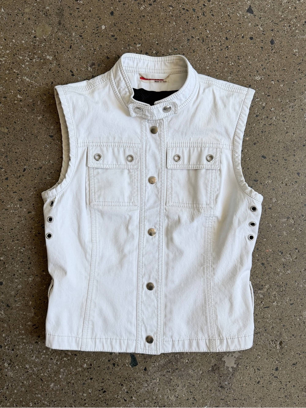 prada sport vintage button-up vest white